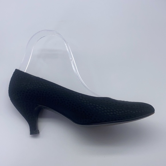 Henri Bendel - Vintage Black Dot Fabric Print Kitten Heels Made In Spain Size 6 - Picture 12 of 16